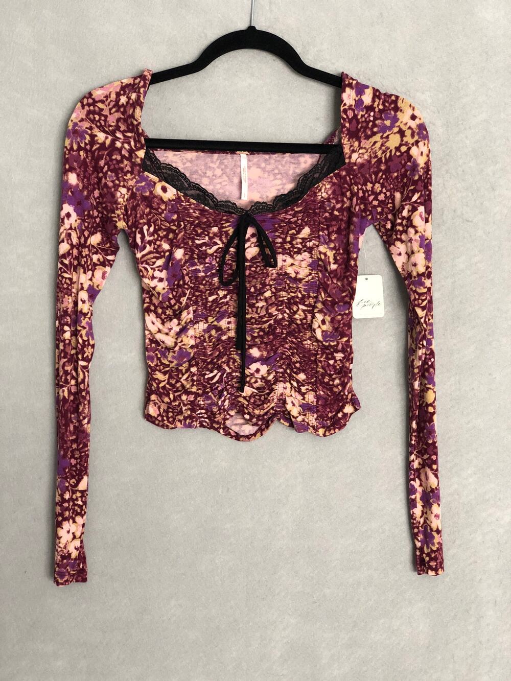 Free People Layer It On Me Top Red Combo Women's Small NEW